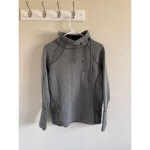 Womens Prana Gray Mock Neck Hiking Outdoors GranolaAthletic Long Sleeve Pullover
